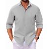 COOFANDY Men’s Long Sleeve Dress Shirt Casual Button Down Shirts Wrinkle Free Untucked Shirt(Light Grey)