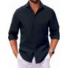 COOFANDY Men’s Long Sleeve Dress Shirt Casual Button Down Shirts Wrinkle Free Untucked Shirt(Navy Blue)