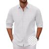 COOFANDY Men’s Long Sleeve Dress Shirt Casual Button Down Shirts Wrinkle Free Untucked Shirt(Printed-white Dots)