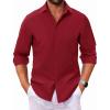 COOFANDY Men’s Long Sleeve Dress Shirt Casual Button Down Shirts Wrinkle Free Untucked Shirt(Wine Red)