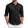COOFANDY Men’s Long Sleeve Wrinkle Free Shirts Button Down Casual Stretch Dress Shirt(Black)