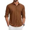 COOFANDY Men’s Long Sleeve Wrinkle Free Shirts Button Down Casual Stretch Dress Shirt(Brown)