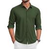 COOFANDY Men’s Long Sleeve Wrinkle Free Shirts Button Down Casual Stretch Dress Shirt(Dark Army Green)