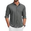 COOFANDY Men’s Long Sleeve Wrinkle Free Shirts Button Down Casual Stretch Dress Shirt(Dark Gray)