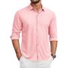 COOFANDY Men’s Long Sleeve Wrinkle Free Shirts Button Down Casual Stretch Dress Shirt(Dark Pink)