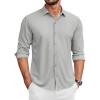 COOFANDY Men’s Long Sleeve Wrinkle Free Shirts Button Down Casual Stretch Dress Shirt(Light Gray)