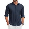 COOFANDY Men’s Long Sleeve Wrinkle Free Shirts Button Down Casual Stretch Dress Shirt(Navy Blue)
