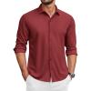 COOFANDY Men’s Long Sleeve Wrinkle Free Shirts Button Down Casual Stretch Dress Shirt(Wine Red)