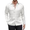 COOFANDY Mens Luxury Satin Dress Shirt Shiny Silk Long Sleeve Button Up Shirts Wedding Shirt Party Prom(White)