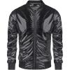 COOFANDY Men’s Metallic Jacket 70s Disco Dance Party Costume Shiny Varsity Zipper Baseball Bomber Jacket(Black)