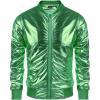 COOFANDY Men’s Metallic Jacket 70s Disco Dance Party Costume Shiny Varsity Zipper Baseball Bomber Jacket(Green)