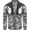 COOFANDY Men’s Metallic Jacket 70s Disco Dance Party Costume Shiny Varsity Zipper Baseball Bomber Jacket(Luxurious Grey)