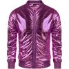 COOFANDY Men’s Metallic Jacket 70s Disco Dance Party Costume Shiny Varsity Zipper Baseball Bomber Jacket(Luxurious Purple)