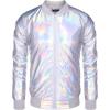 COOFANDY Men’s Metallic Jacket 70s Disco Dance Party Costume Shiny Varsity Zipper Baseball Bomber Jacket(Multicolored)
