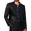 COOFANDY Mens Metallic Jacket Regular Fit Blazer Casual 70s Disco Party Sport Coat(Black)