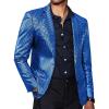 COOFANDY Mens Metallic Jacket Regular Fit Blazer Casual 70s Disco Party Sport Coat(Blue)
