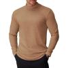 COOFANDY Mens Mock Turtleneck Long Sleeve Shirts Basic Thermal Turtle Neck Undershirt Lightweight Pullover Sweaters Top(Light Brown)