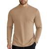 COOFANDY Men’s Mock Turtleneck Long Sleeve Shirts Slim Fit Basic T-Shirt Lightweight Ribbed Pullover Sweater(1 Pack-khaki)