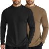 COOFANDY Men’s Mock Turtleneck Long Sleeve Shirts Slim Fit Basic T-Shirt Lightweight Ribbed Pullover Sweater(2 Pack-black & Brown)