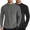 COOFANDY Men’s Mock Turtleneck Long Sleeve Shirts Slim Fit Basic T-Shirt Lightweight Ribbed Pullover Sweater(2 Pack-black & Dark Grey)