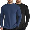 COOFANDY Men’s Mock Turtleneck Long Sleeve Shirts Slim Fit Basic T-Shirt Lightweight Ribbed Pullover Sweater(2 Pack-black & Navy Blue)