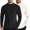 COOFANDY Men’s Mock Turtleneck Long Sleeve Shirts Slim Fit Basic T-Shirt Lightweight Ribbed Pullover Sweater(2 Pack-black & White)