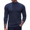 COOFANDY Men’s Mock Turtleneck Sweaters Long Sleeve Casual Knit Shirts Half Neck Thermal Lightweight Pullover Sweater(Dark Blue)