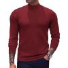 COOFANDY Men’s Mock Turtleneck Sweaters Long Sleeve Casual Knit Shirts Half Neck Thermal Lightweight Pullover Sweater(Wine Red)