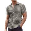 COOFANDY Men’s Muscle Fit Dress Shirts Wrinkle-Free Short Sleeve Casual Button Down Shirt(3d Blocks)
