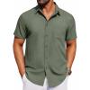 COOFANDY Men’s Muscle Fit Dress Shirts Wrinkle-Free Short Sleeve Casual Button Down Shirt(A-army Green)