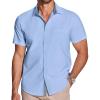 COOFANDY Men’s Muscle Fit Dress Shirts Wrinkle-Free Short Sleeve Casual Button Down Shirt(Angel Falls)
