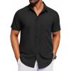 COOFANDY Men’s Muscle Fit Dress Shirts Wrinkle-Free Short Sleeve Casual Button Down Shirt(B-black)