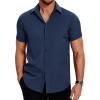 COOFANDY Men’s Muscle Fit Dress Shirts Wrinkle-Free Short Sleeve Casual Button Down Shirt(Blue Violet)