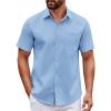 COOFANDY Men’s Muscle Fit Dress Shirts Wrinkle-Free Short Sleeve Casual Button Down Shirt(Clear Blue)