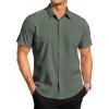 COOFANDY Men’s Muscle Fit Dress Shirts Wrinkle-Free Short Sleeve Casual Button Down Shirt(Dark Army Green)