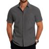 COOFANDY Men’s Muscle Fit Dress Shirts Wrinkle-Free Short Sleeve Casual Button Down Shirt(Dark Gray)