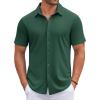 COOFANDY Men’s Muscle Fit Dress Shirts Wrinkle-Free Short Sleeve Casual Button Down Shirt(Evergreen)