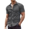 COOFANDY Men’s Muscle Fit Dress Shirts Wrinkle-Free Short Sleeve Casual Button Down Shirt(Floral Black-2)
