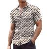 COOFANDY Men’s Muscle Fit Dress Shirts Wrinkle-Free Short Sleeve Casual Button Down Shirt(Grey/Beige-1)