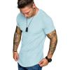 COOFANDY Men’s Muscle T-Shirt Pleated Raglan Sleeve Bodybuilding Gym Tee Short Sleeve Fashion Workout Shirts Hipster Shirt(Light Blue)