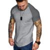 COOFANDY Men’s Muscle T-Shirt Pleated Raglan Sleeve Bodybuilding Gym Tee Short Sleeve Fashion Workout Shirts Hipster Shirt(Light Grey Textile (Light Grey & Grey))