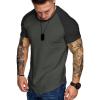 COOFANDY Men’s Muscle T-Shirt Pleated Raglan Sleeve Bodybuilding Gym Tee Short Sleeve Fashion Workout Shirts Hipster Shirt(Pattern3 (Grey & Black))