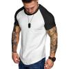 COOFANDY Men’s Muscle T-Shirt Pleated Raglan Sleeve Bodybuilding Gym Tee Short Sleeve Fashion Workout Shirts Hipster Shirt(Pattern3 (White & Black))
