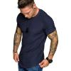 COOFANDY Men’s Muscle T-Shirt Pleated Raglan Sleeve Bodybuilding Gym Tee Short Sleeve Fashion Workout Shirts Hipster Shirt(Type1 – Navy Blue)