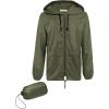 COOFANDY Mens Packable Rain Jacket Lightweight Waterproof Raincoat with Hood Outdoor Rain Gear Travel Hiking Cycling(Army Green)