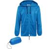 COOFANDY Mens Packable Rain Jacket Lightweight Waterproof Raincoat with Hood Outdoor Rain Gear Travel Hiking Cycling(Blue)
