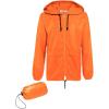COOFANDY Mens Packable Rain Jacket Lightweight Waterproof Raincoat with Hood Outdoor Rain Gear Travel Hiking Cycling(Orange)