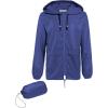 COOFANDY Mens Packable Rain Jacket Lightweight Waterproof Raincoat with Hood Outdoor Rain Gear Travel Hiking Cycling(Royal Blue)