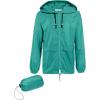 COOFANDY Mens Packable Rain Jacket Lightweight Waterproof Raincoat with Hood Outdoor Rain Gear Travel Hiking Cycling(Teal)