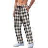 COOFANDY Men’s Plaid Casual Pants Soft Cotton Pajama Pants Drawstring Checkered Lounge Sweatpant with Pockets(Apricot Black White Plaid)